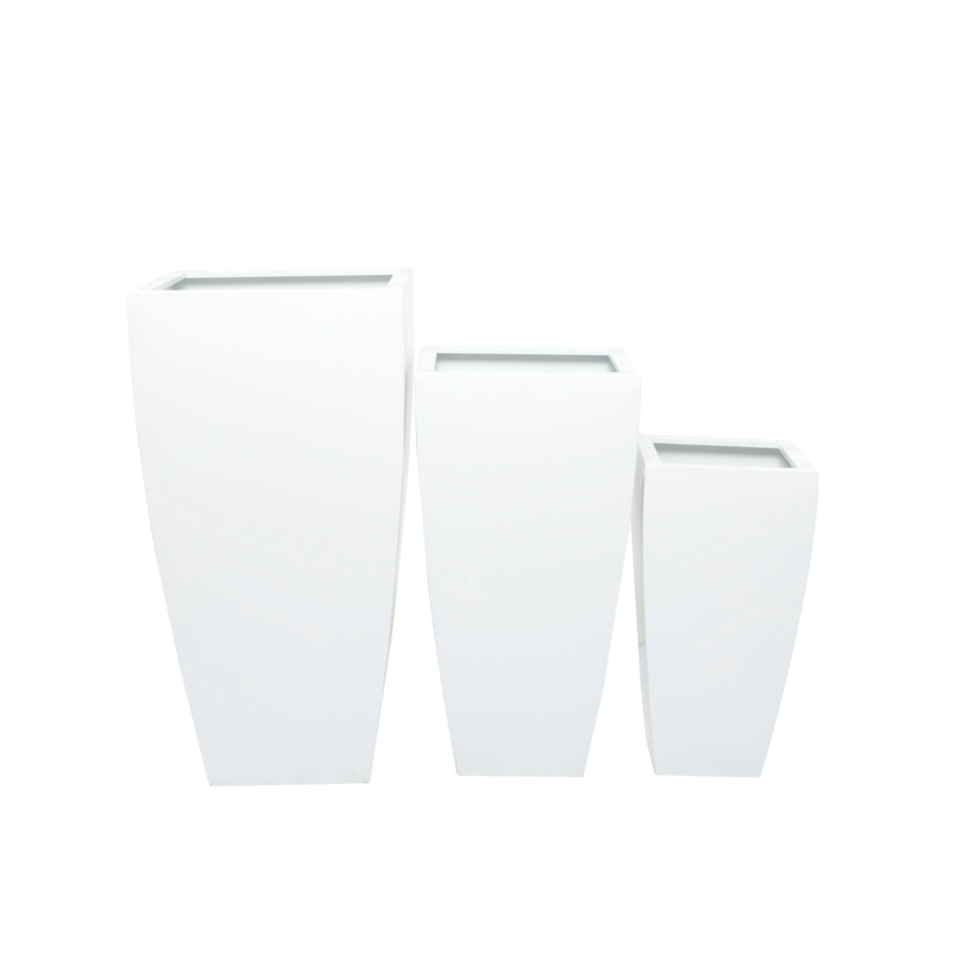 White Modern Planter, Set of 3" 30", 25", 20"